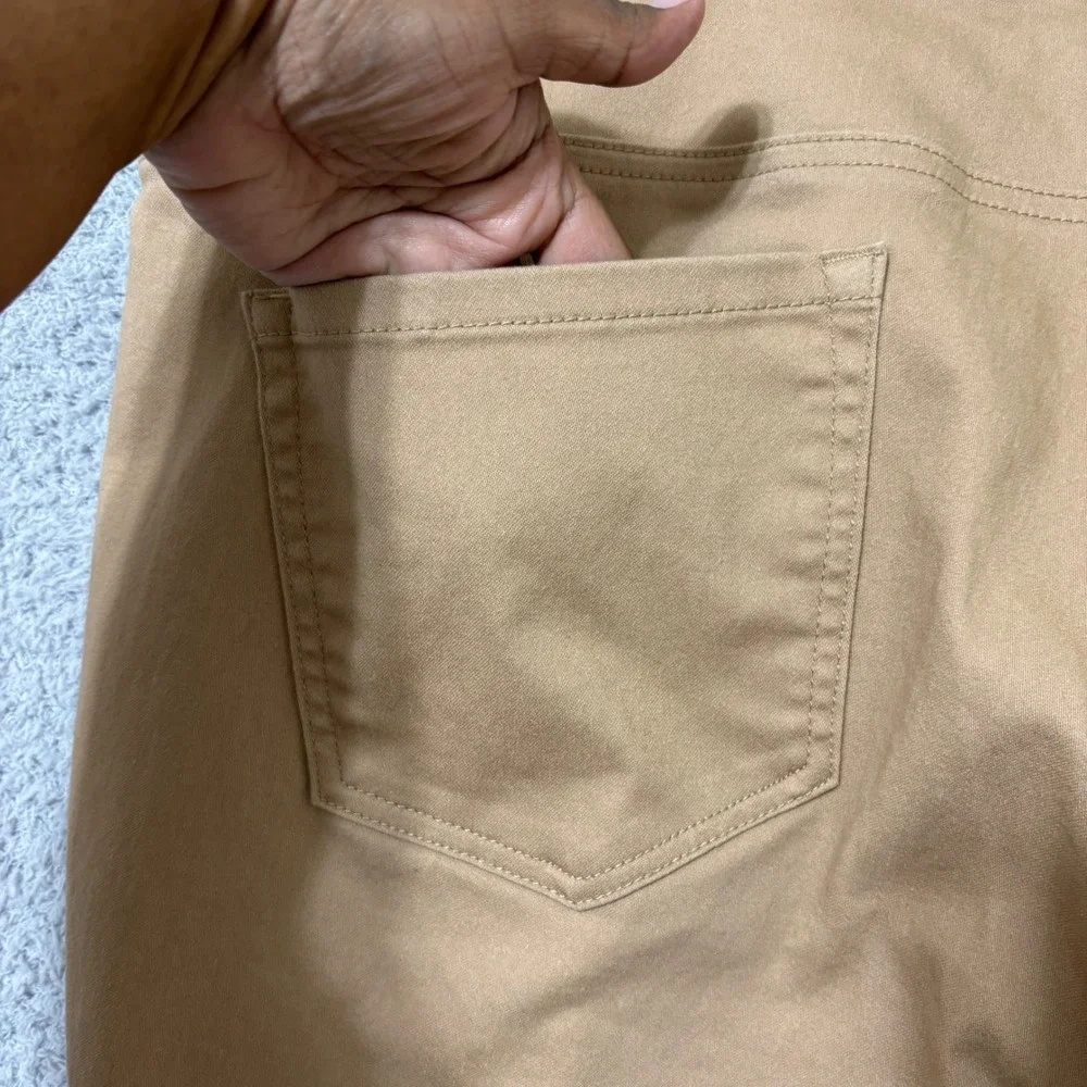 Comfort Stretch Pull On Skinny Pants Casual Work Minimalist Size 2X‎ Camel Tan